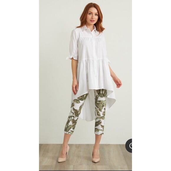 Joseph Ribkoff Women’s Button Up Optic White Tunic Style Blouse Size 8 NWT - Picture 1 of 15